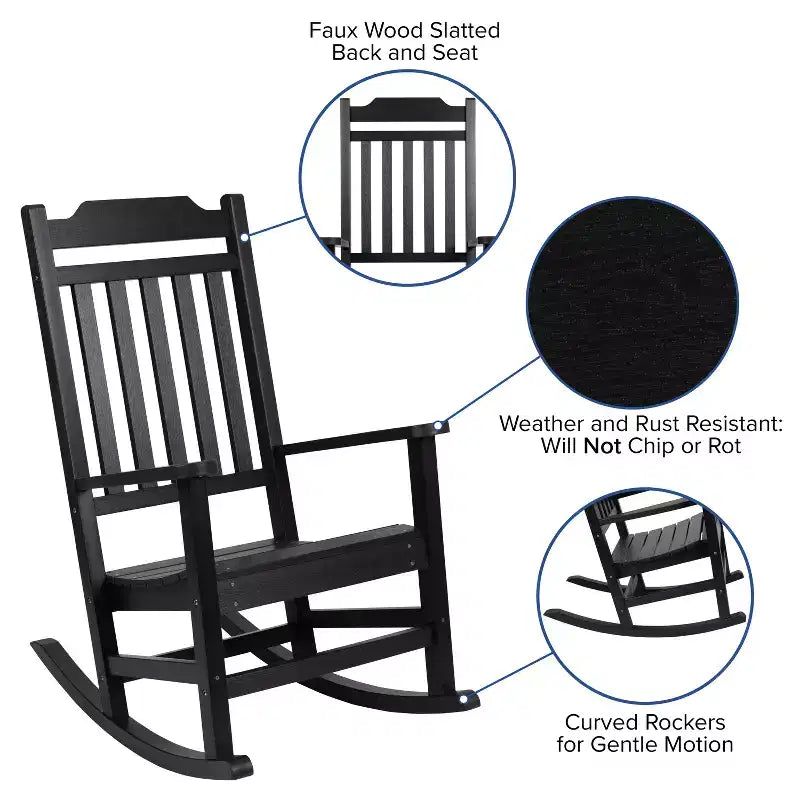 Merrick Lane Fauteuil à bascule d'intérieur/extérieur en polyrésine avec table d'appoint