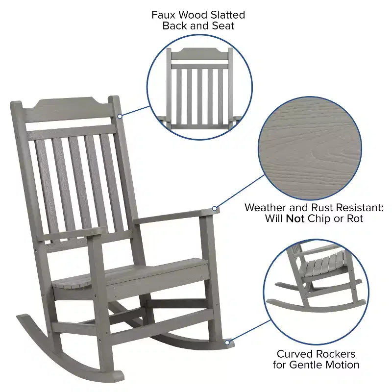 Merrick Lane Fauteuil à bascule d'intérieur/extérieur en polyrésine avec table d'appoint