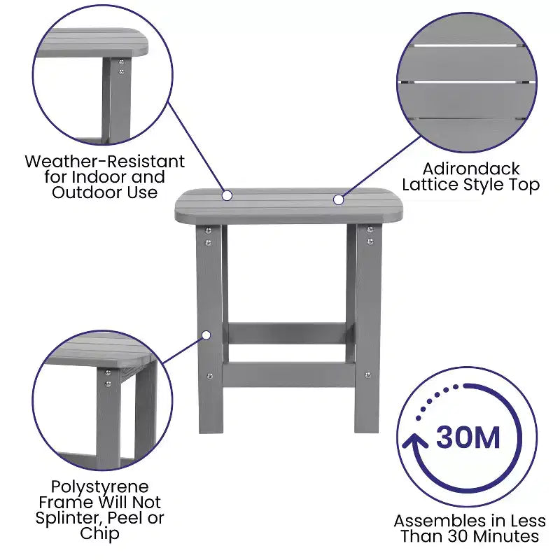 Merrick Lane Fauteuil à bascule d'intérieur/extérieur en polyrésine avec table d'appoint
