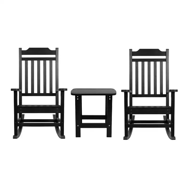 Merrick Lane Poly Resin Indoor/Outdoor Rocking Chair with Side Table
