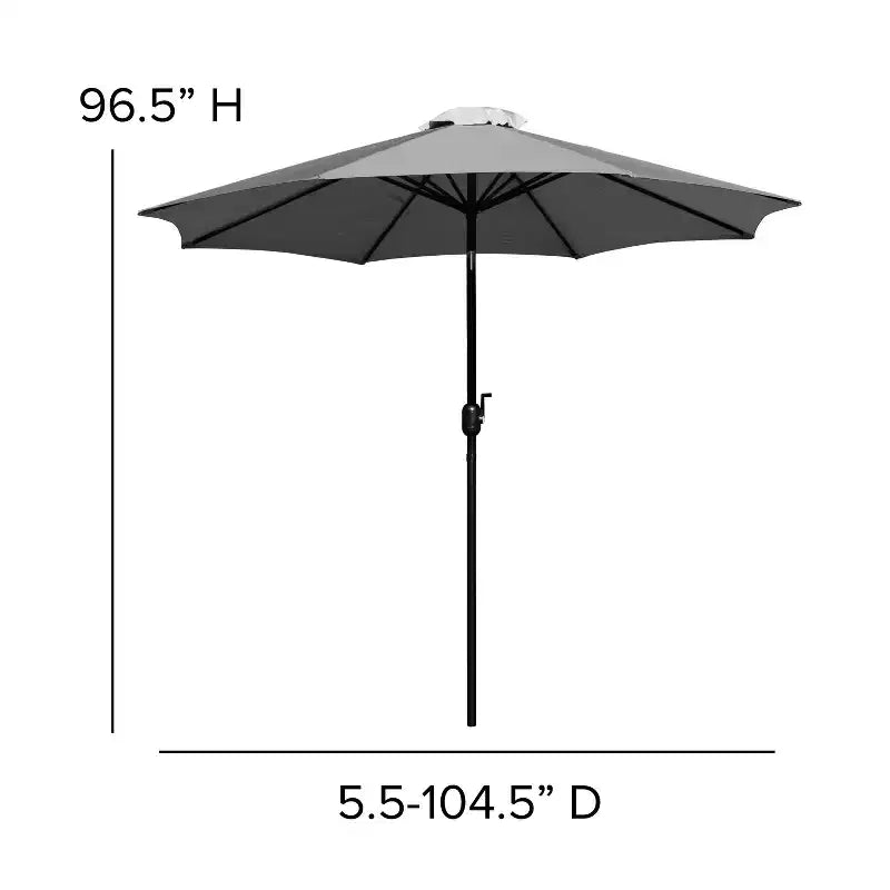 Ensemble table de patio 5 pièces Emma et Oliver - 2 chaises empilables en faux teck synthétique - Table en faux teck - Parasol avec base