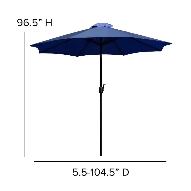 Ensemble table de patio 5 pièces Emma et Oliver - 2 chaises empilables en faux teck synthétique - Table en faux teck - Parasol avec base