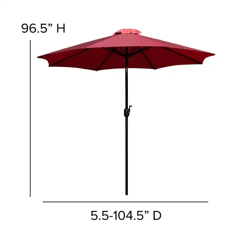 Ensemble table de patio 5 pièces Emma et Oliver - 2 chaises empilables en faux teck synthétique - Table en faux teck - Parasol avec base