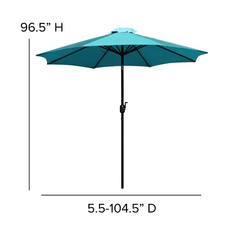 Ensemble table de patio 5 pièces Emma et Oliver - 2 chaises empilables en faux teck synthétique - Table en faux teck - Parasol avec base