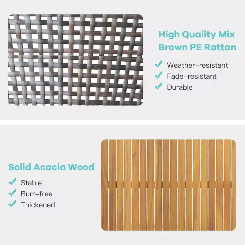 Costway Ensemble de Meubles de Patio en Rotin 8 Pièces Canapé Rembourré en Bois d'Acacia