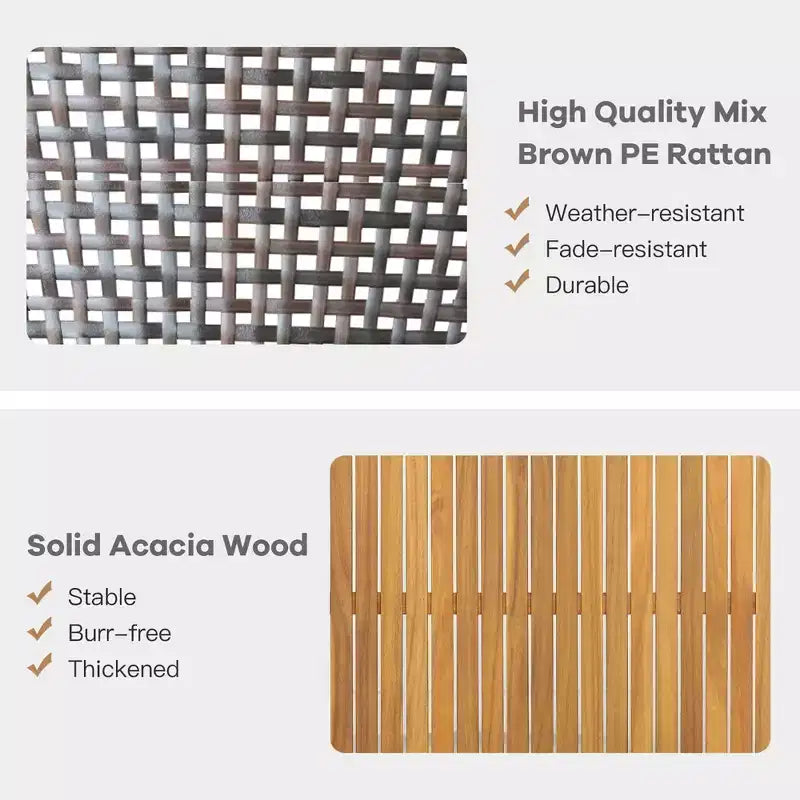 Costway Ensemble de Meubles de Patio en Rotin 8 Pièces Canapé Rembourré en Bois d'Acacia