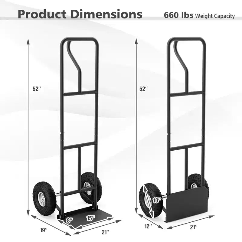 Metal Foldable Hand Truck 660 lbs 52''