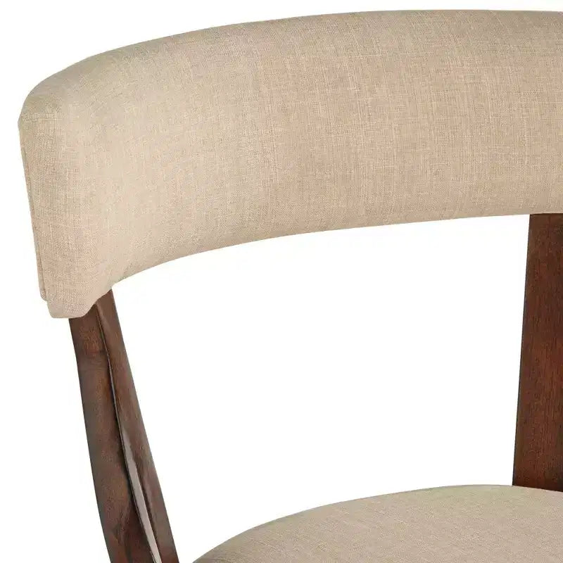 Walnut Wood Counter Bar Stool with Linen Cushion 24''
