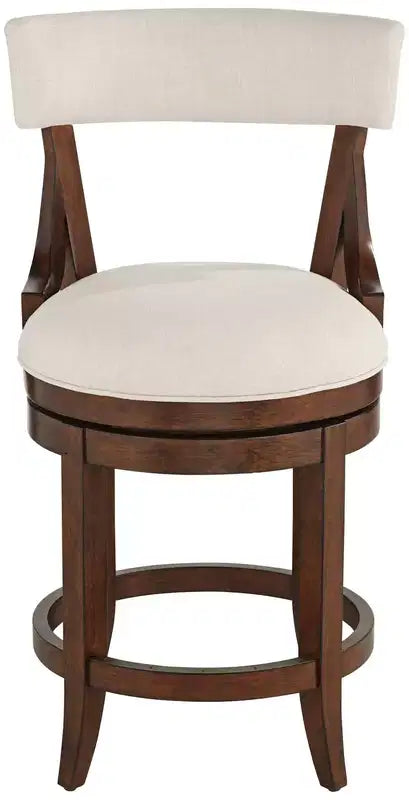 Walnut Wood Counter Bar Stool with Linen Cushion 24''