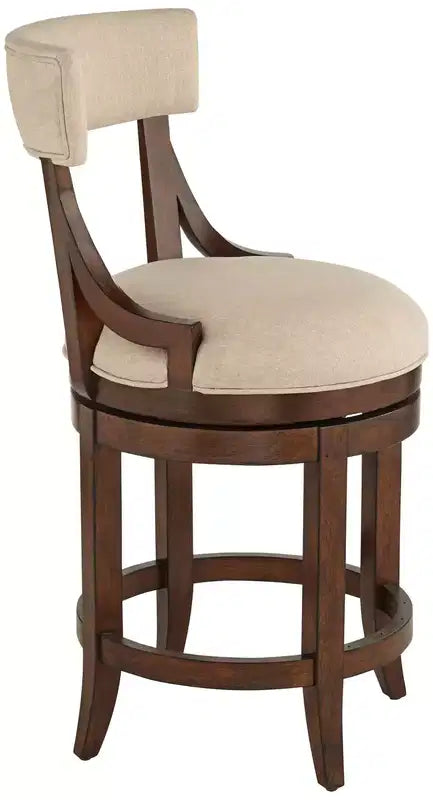 Walnut Wood Counter Bar Stool with Linen Cushion 24''