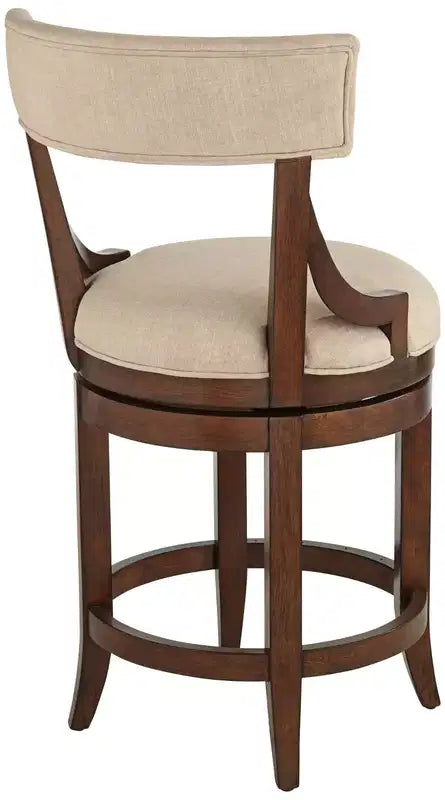 Walnut Wood Counter Bar Stool with Linen Cushion 24''