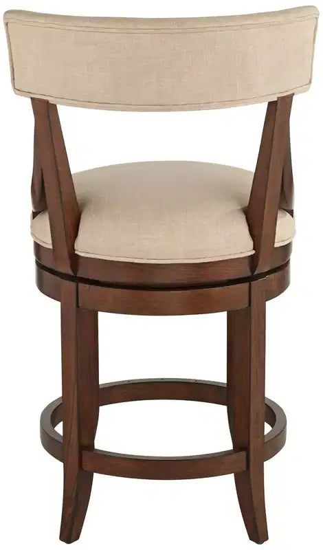 Walnut Wood Counter Bar Stool with Linen Cushion 24''