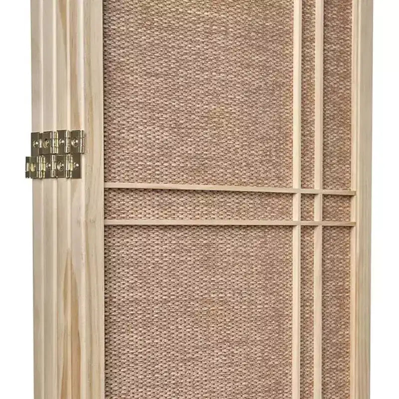 Wood Rattan 4-Panel Privacy Room Divider 71''