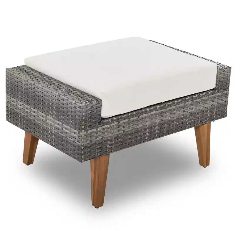 Ensemble de canapé en osier synthétique 6 pièces toutes saisons, salon de jardin en rotin synthétique avec pieds et plateau de table en bois - ModernLuxe