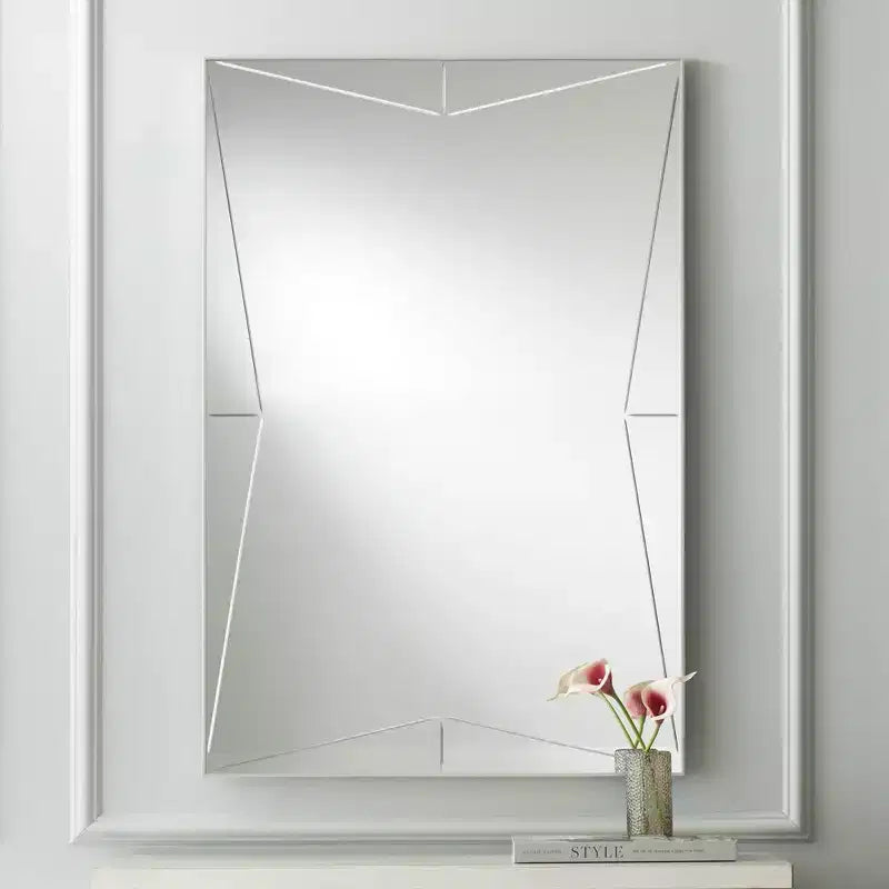 Iron Frame Rectangular Wall Mirror Silver 26''