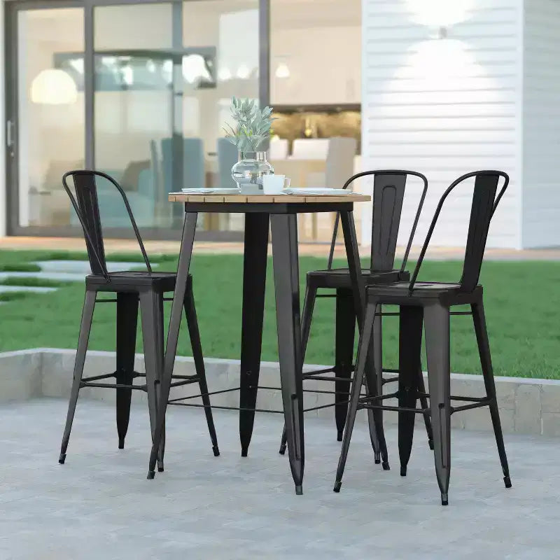 Poly Resin Steel Bar Height Table Round 30''