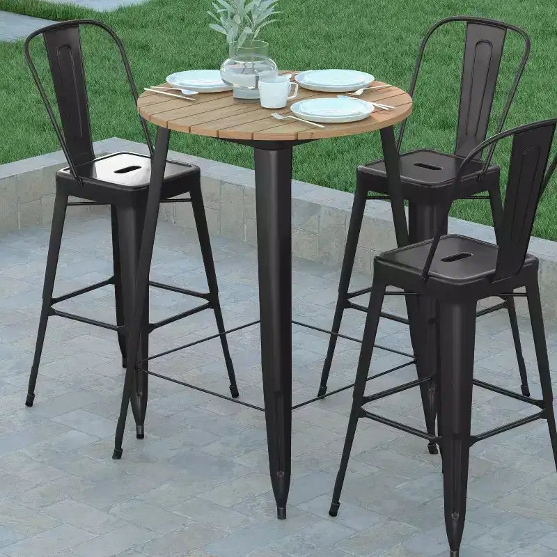 Poly Resin Steel Bar Height Table Round 30''