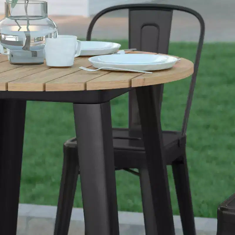 Poly Resin Steel Bar Height Table Round 30''