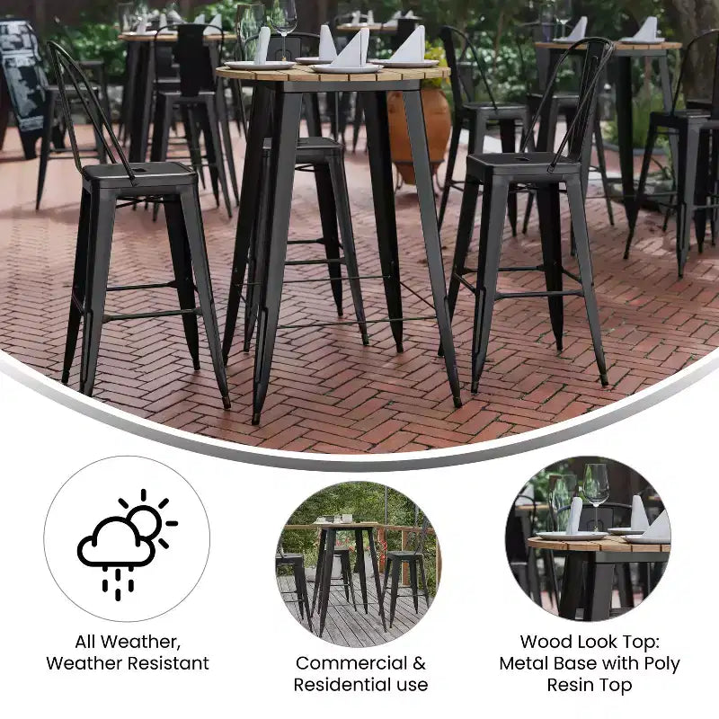 Poly Resin Steel Bar Height Table Round 30''