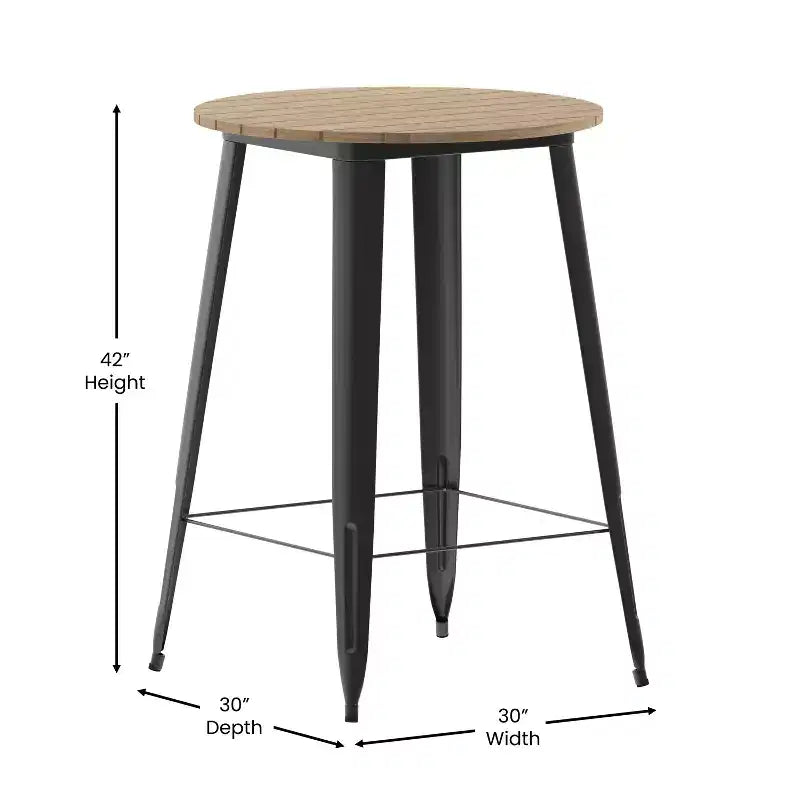 Poly Resin Steel Bar Height Table Round 30''