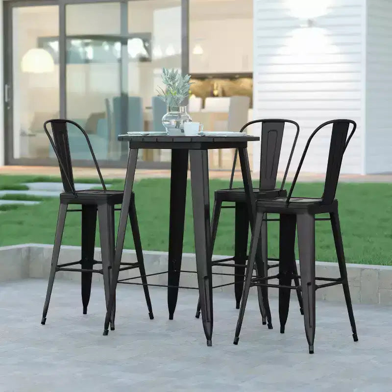 Poly Resin Steel Bar Height Table Round 30''