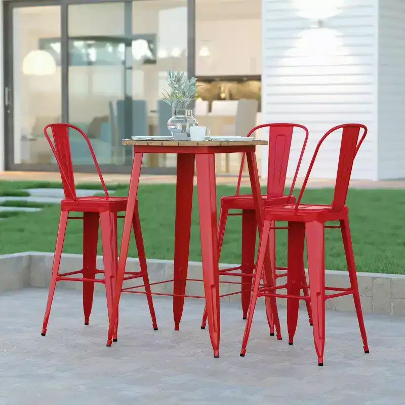 Poly Resin Steel Bar Height Table Round 30''
