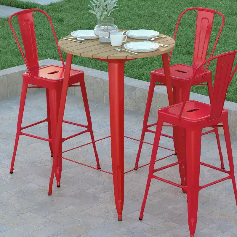 Poly Resin Steel Bar Height Table Round 30''