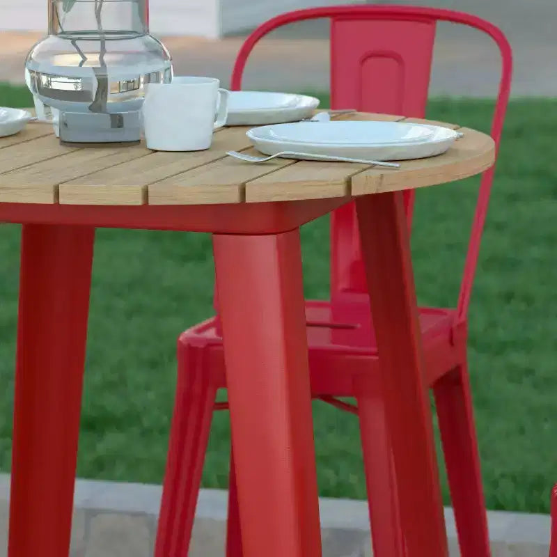 Poly Resin Steel Bar Height Table Round 30''