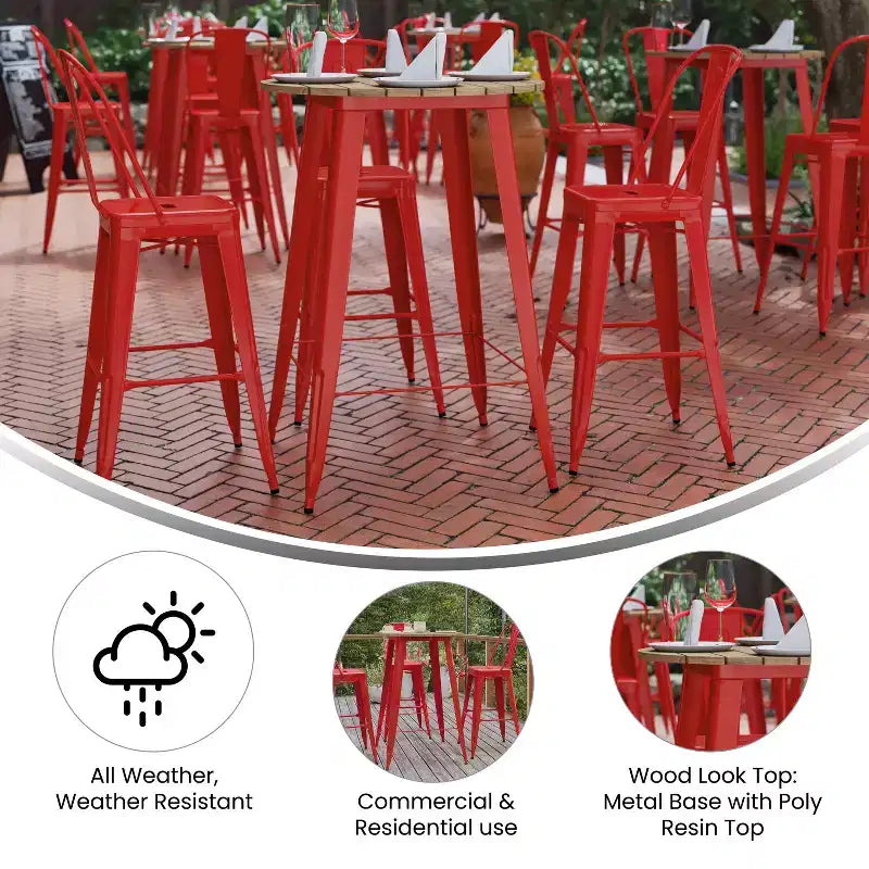Poly Resin Steel Bar Height Table Round 30''