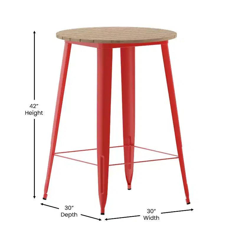 Poly Resin Steel Bar Height Table Round 30''