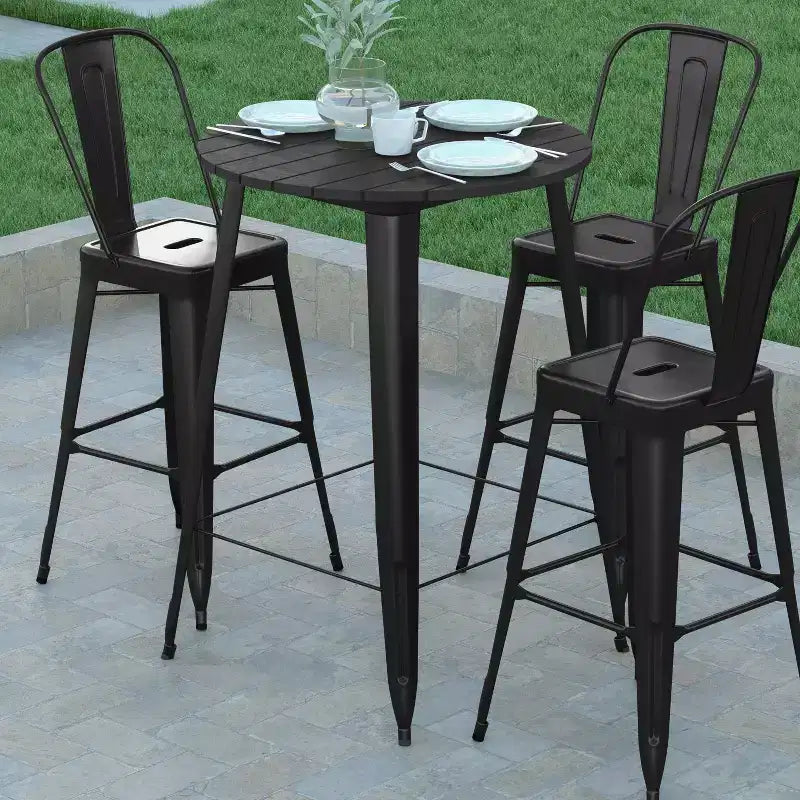 Poly Resin Steel Bar Height Table Round 30''