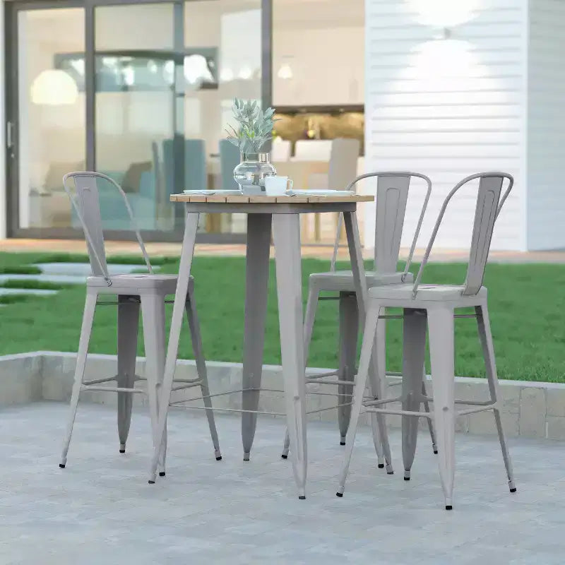 Poly Resin Steel Bar Height Table Round 30''