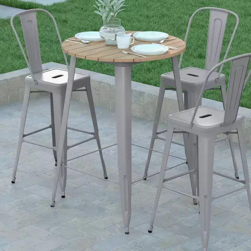 Poly Resin Steel Bar Height Table Round 30''