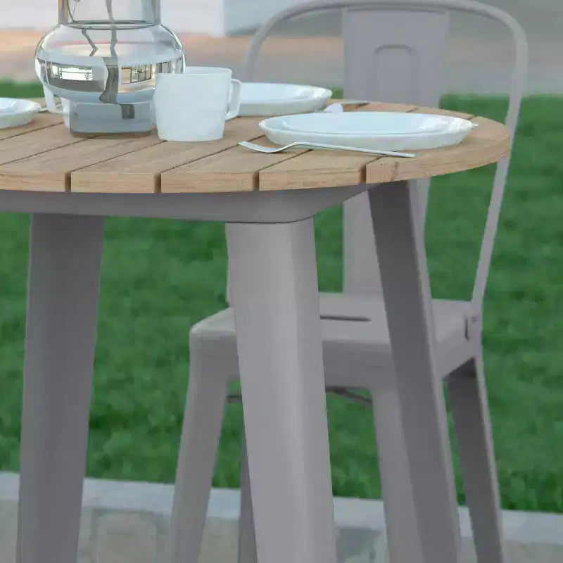 Poly Resin Steel Bar Height Table Round 30''