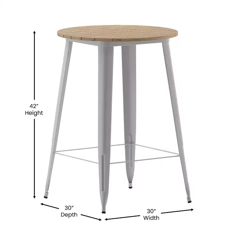 Poly Resin Steel Bar Height Table Round 30''