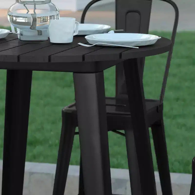 Poly Resin Steel Bar Height Table Round 30''