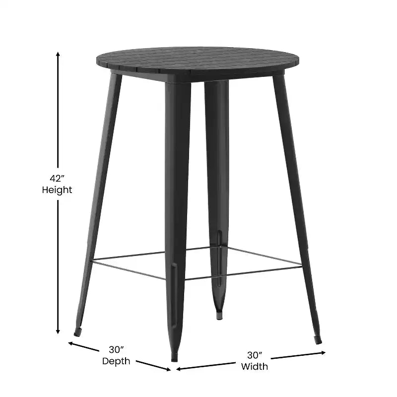 Poly Resin Steel Bar Height Table Round 30''