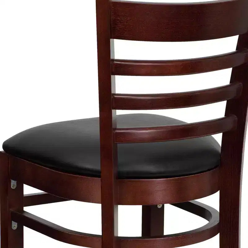 Wood Vinyl Upholstered Bar Stool with Ladder Back