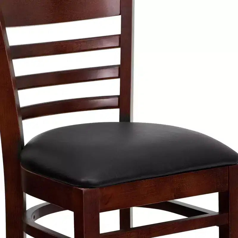Wood Vinyl Upholstered Bar Stool with Ladder Back