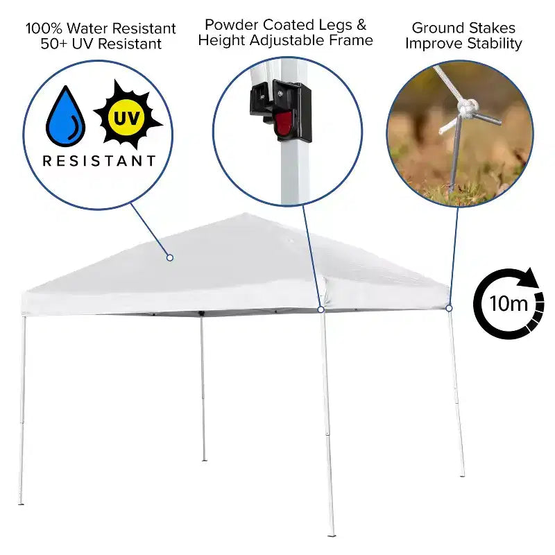 Ensemble Emma and Oliver portable pour hayon, camping ou événements avec tente dôme escamotable blanche avec sac de transport et ensemble table pliante avec bancs