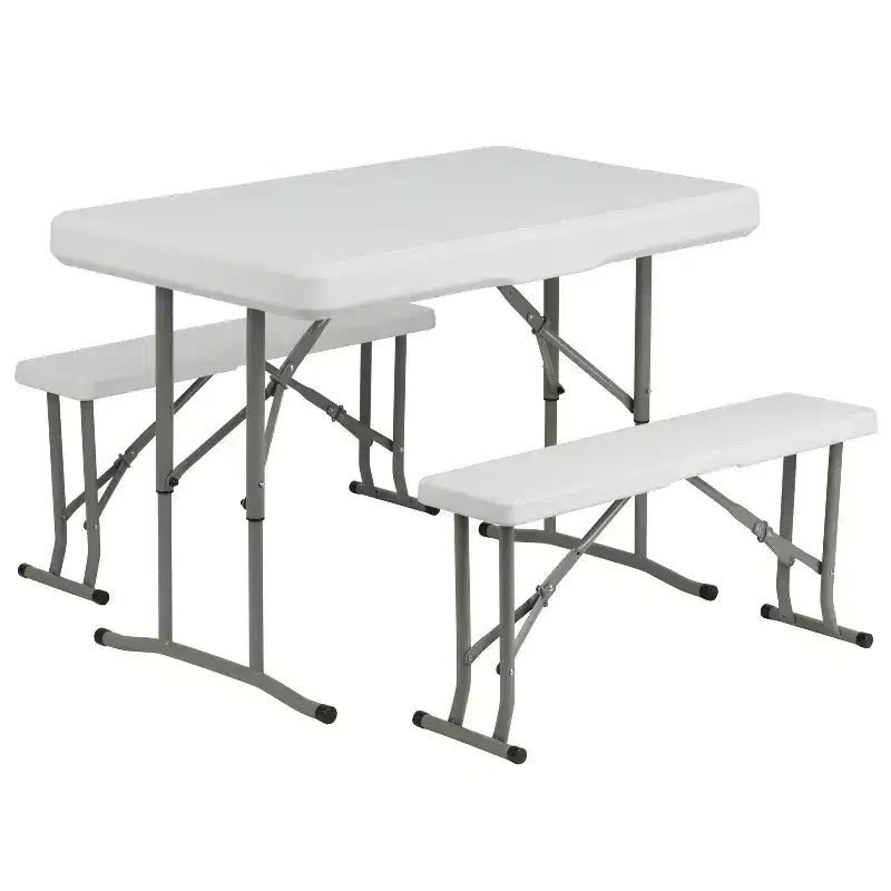 Ensemble Emma and Oliver portable pour hayon, camping ou événements avec tente dôme escamotable blanche avec sac de transport et ensemble table pliante avec bancs