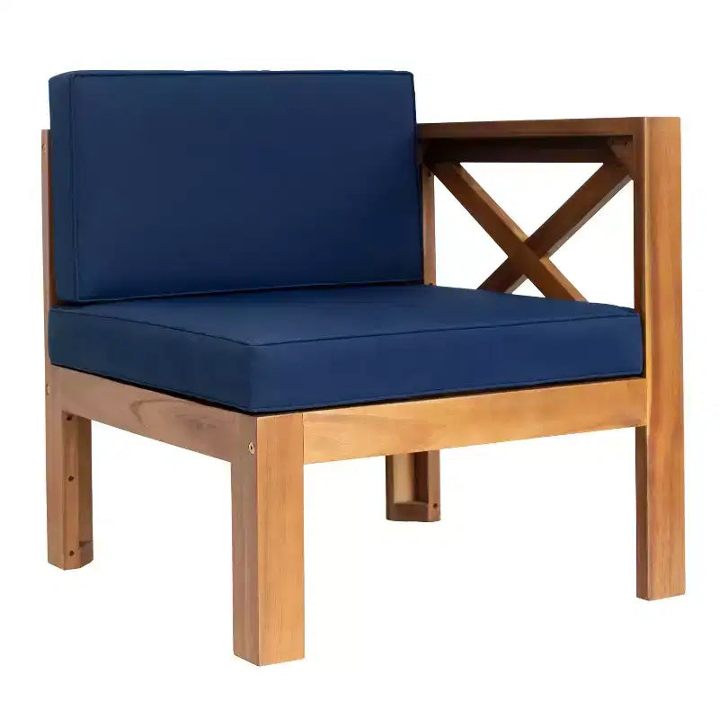 Ensemble de mobilier d'extérieur en bois 5 pièces, salon de jardin conversationnel, ensemble de canapés modulaires avec coussins - ModernLuxe
