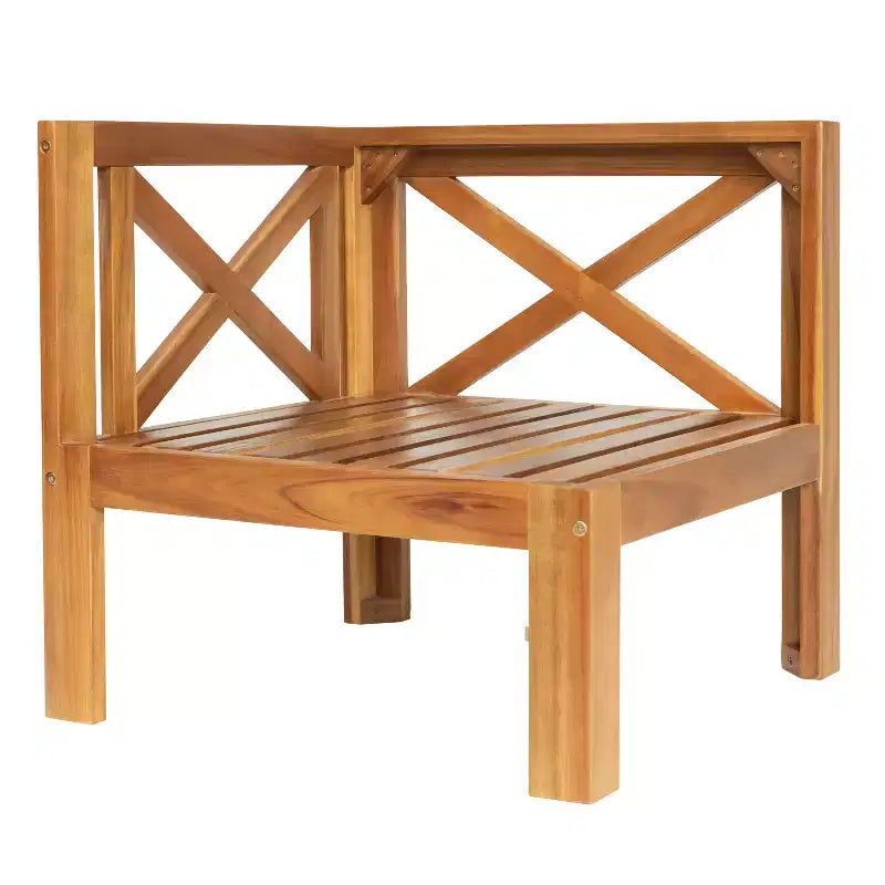 Ensemble de mobilier d'extérieur en bois 5 pièces, salon de jardin conversationnel, ensemble de canapés modulaires avec coussins - ModernLuxe