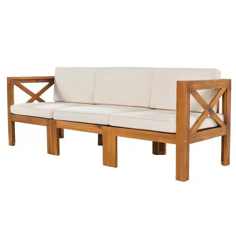 Ensemble de mobilier d'extérieur en bois 5 pièces, salon de jardin conversationnel, ensemble de canapés modulaires avec coussins - ModernLuxe
