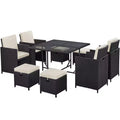 Yaheetech 9-Piece Patio Dining Sets Outdoor Sectional Conversation Set Black/Beige Black