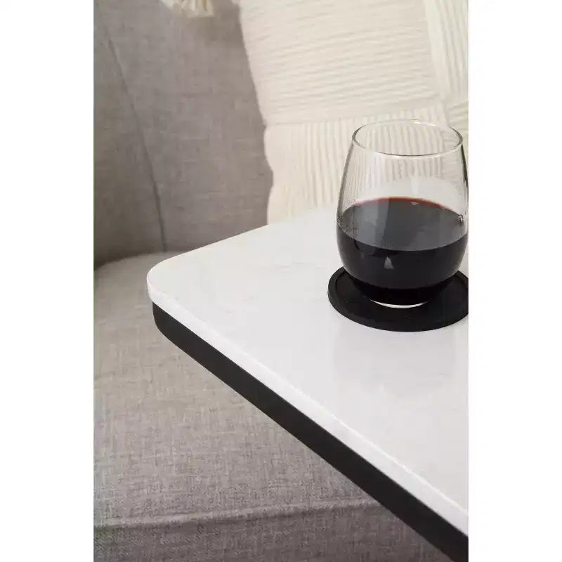 Cultured Marble Metal C-Table Accent Side Table