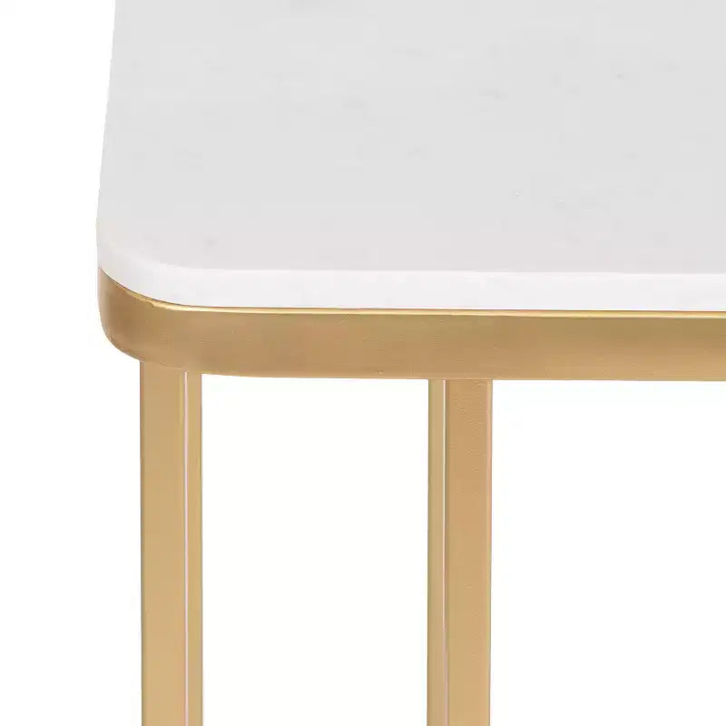 Cultured Marble Metal C-Table Accent Side Table