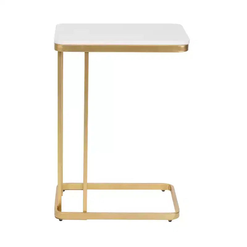 Cultured Marble Metal C-Table Accent Side Table