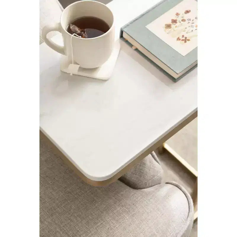 Cultured Marble Metal C-Table Accent Side Table