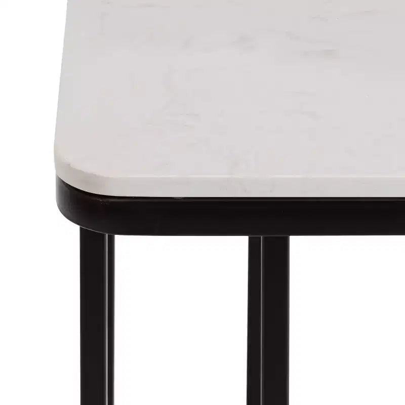 Cultured Marble Metal C-Table Accent Side Table